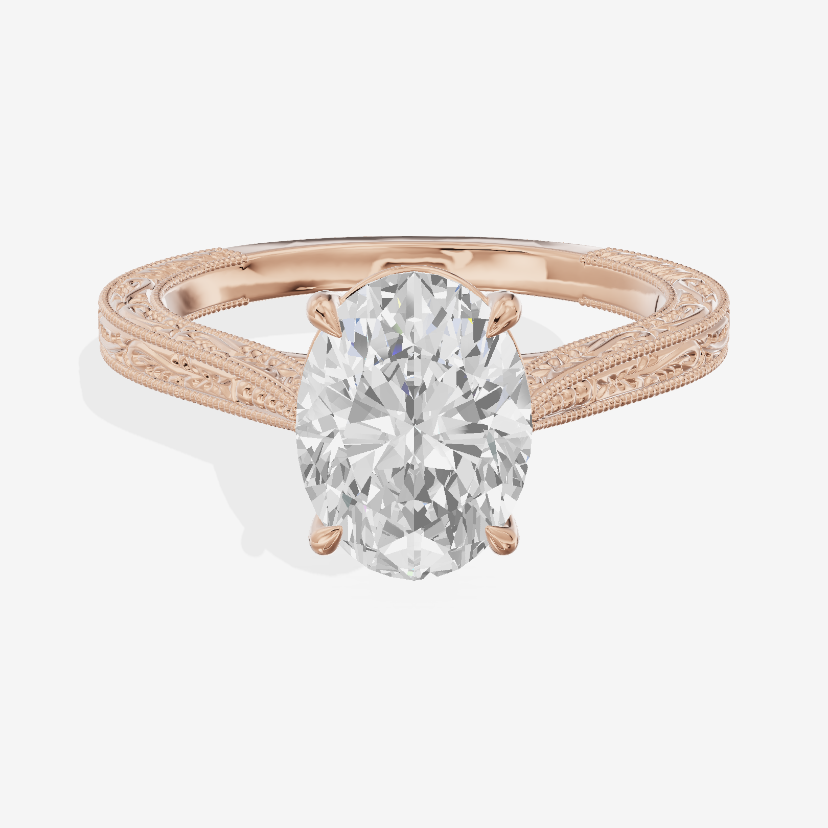 Vintage Vowsae Oval Engagement Ring in 18K Rose Gold