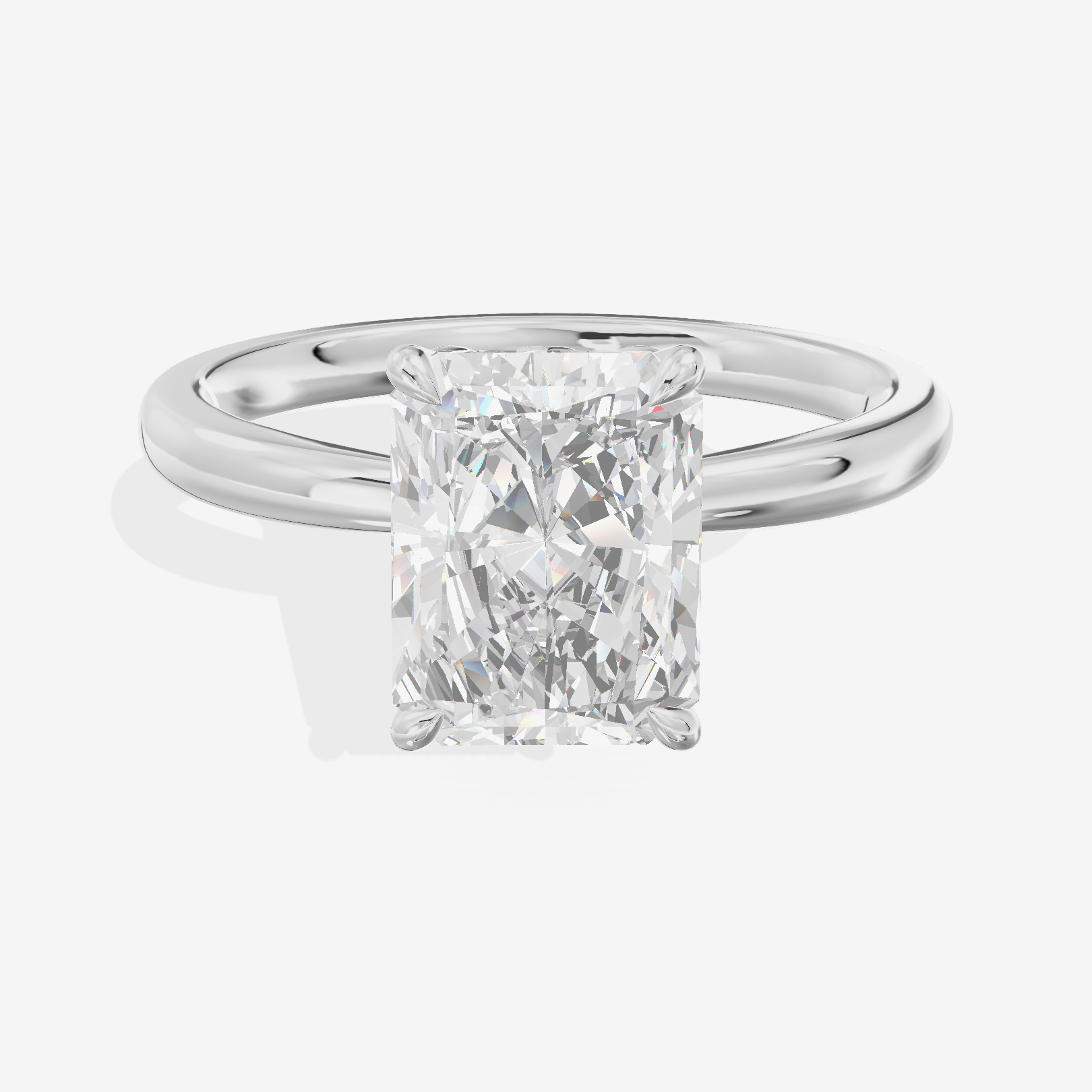 Eversince Solitaire 2mm Radiant Engagement Ring in 18K White Gold