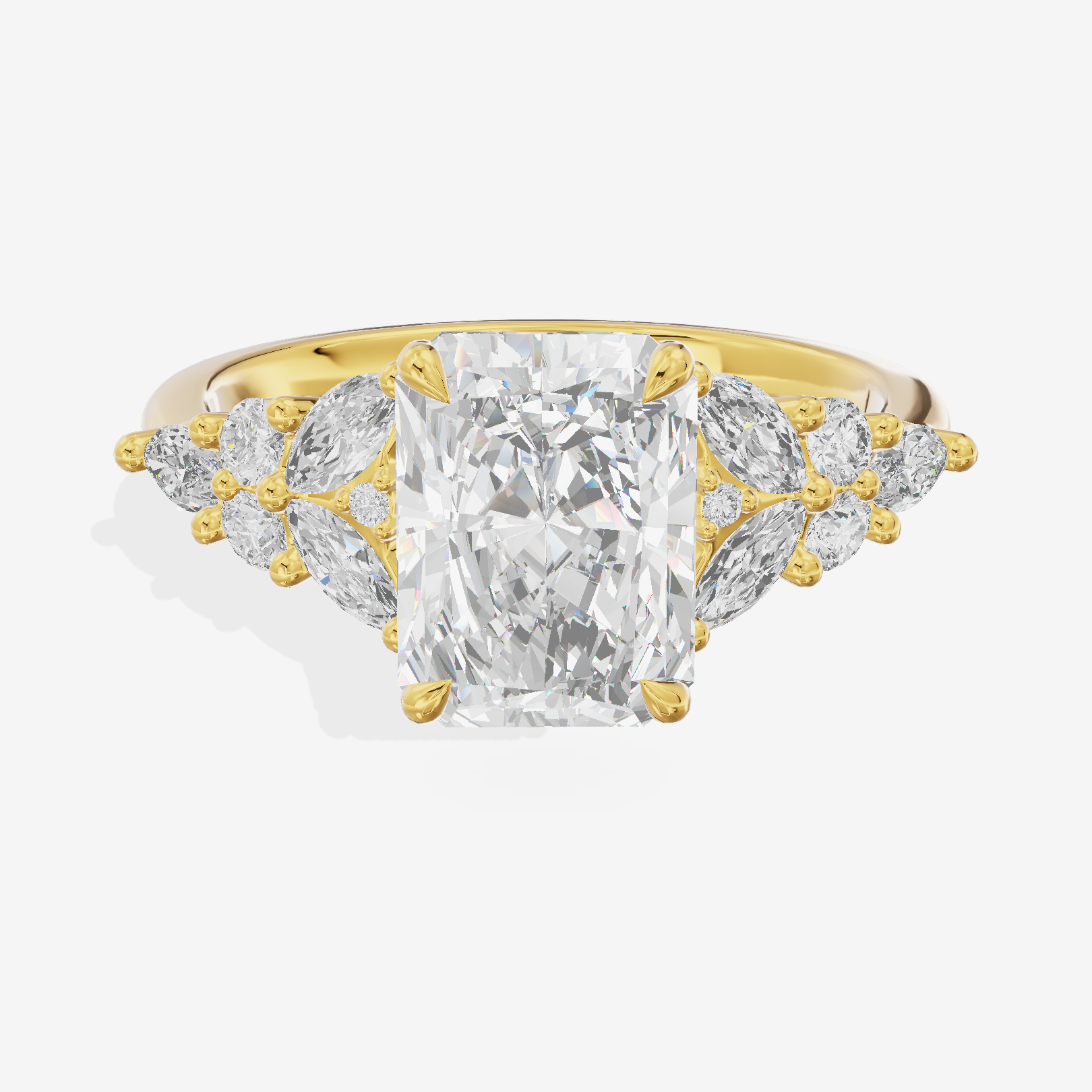 Grand Aurea Radiant Engagement Ring with Side Stones (3/4 ct. tw.) in 14K Yellow Gold
