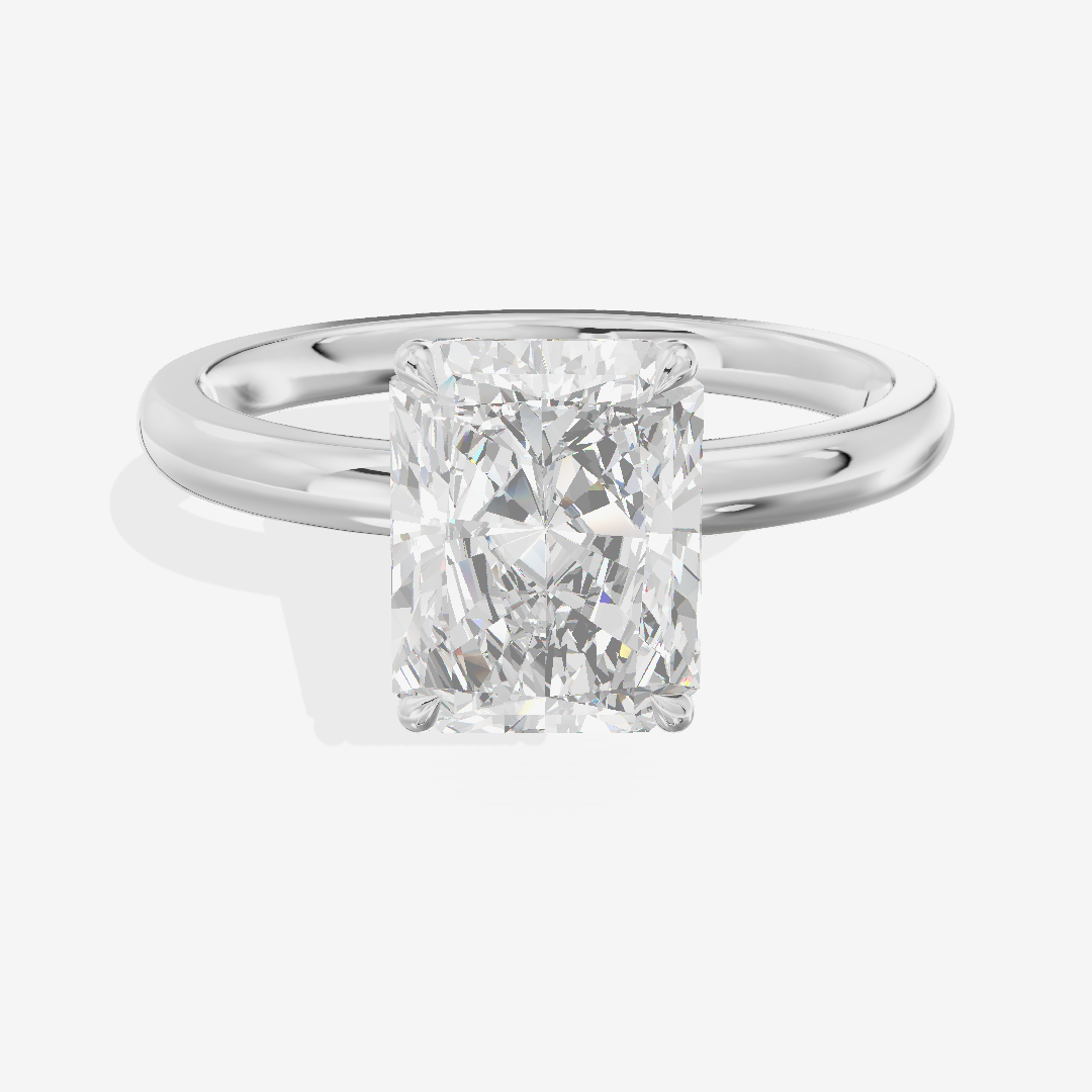Petite Tender 2mm Radiant Solitaire Engagement Ring in 18K White Gold