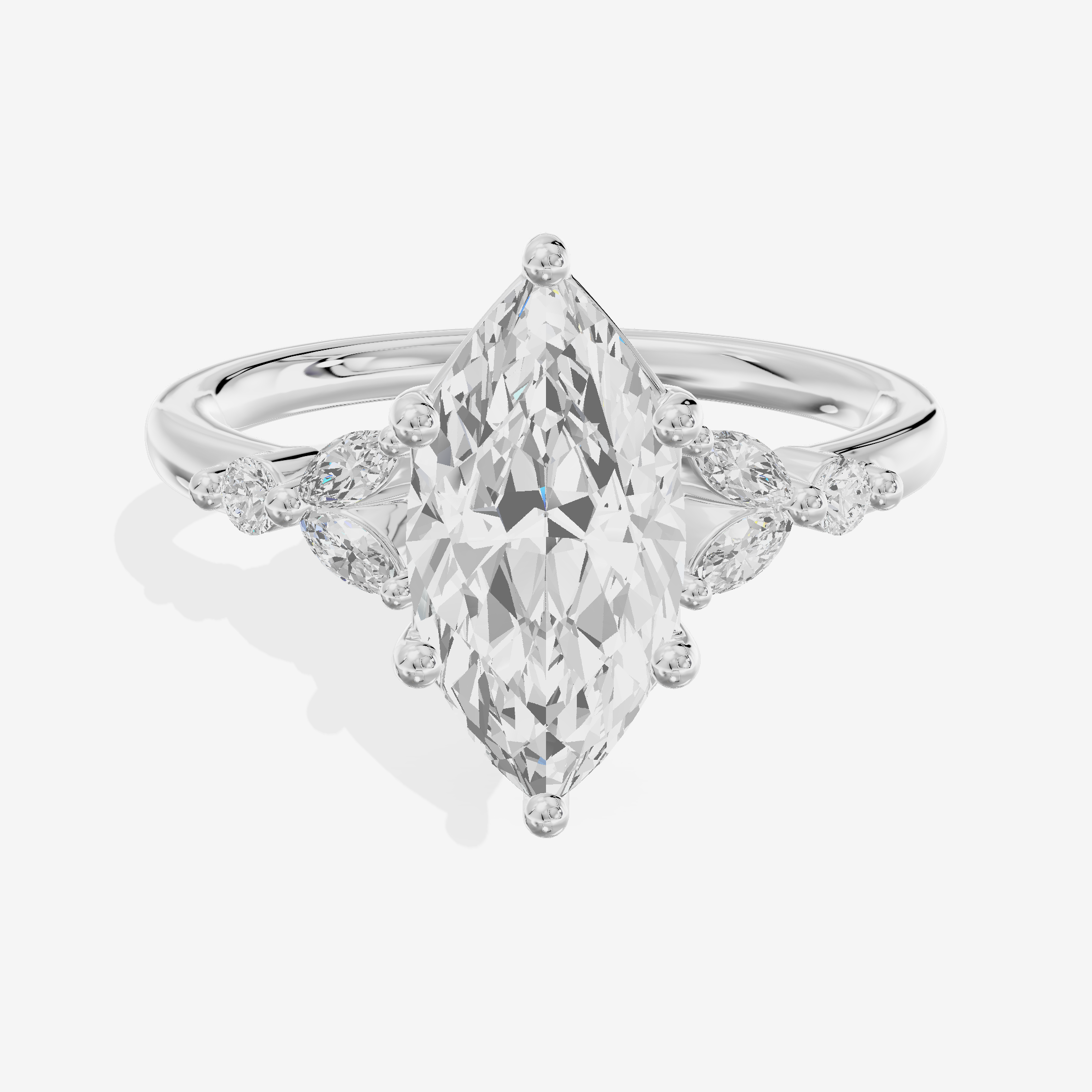 Whispered Halcyon Marquise Engagement Ring with Side Stones (1/6 ct. tw.) in Platinum