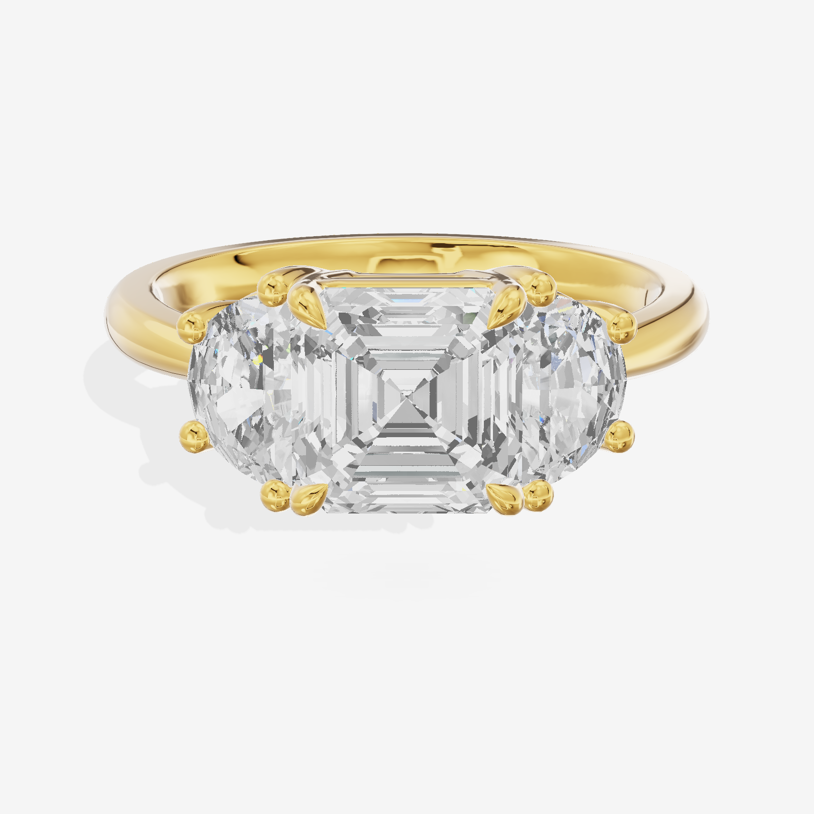 Vintage Sincere Three Stone Asscher Engagement Ring (1/2 ct. tw.) in 18K Yellow Gold