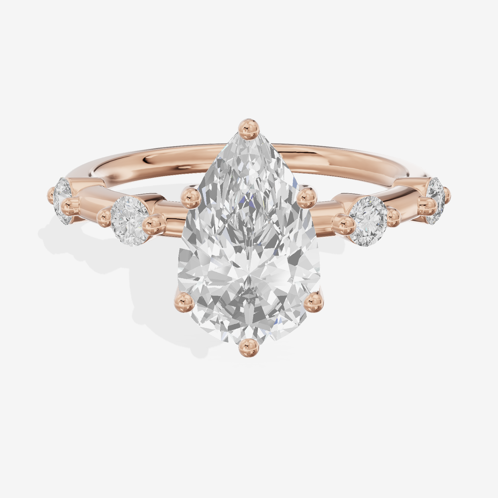 Petite Heartline Pear Engagement Ring with Side Stones (1/5 ct. tw.) in 14K Rose Gold