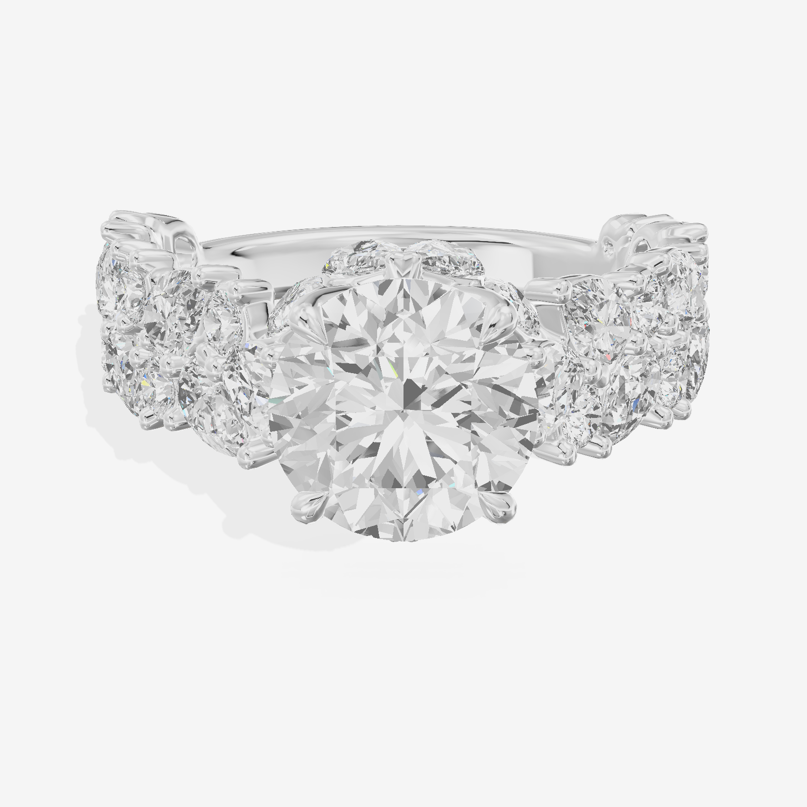 Grand Janevra Round Engagement Ring with Side Stones (3/4 ct. tw.) in Platinum