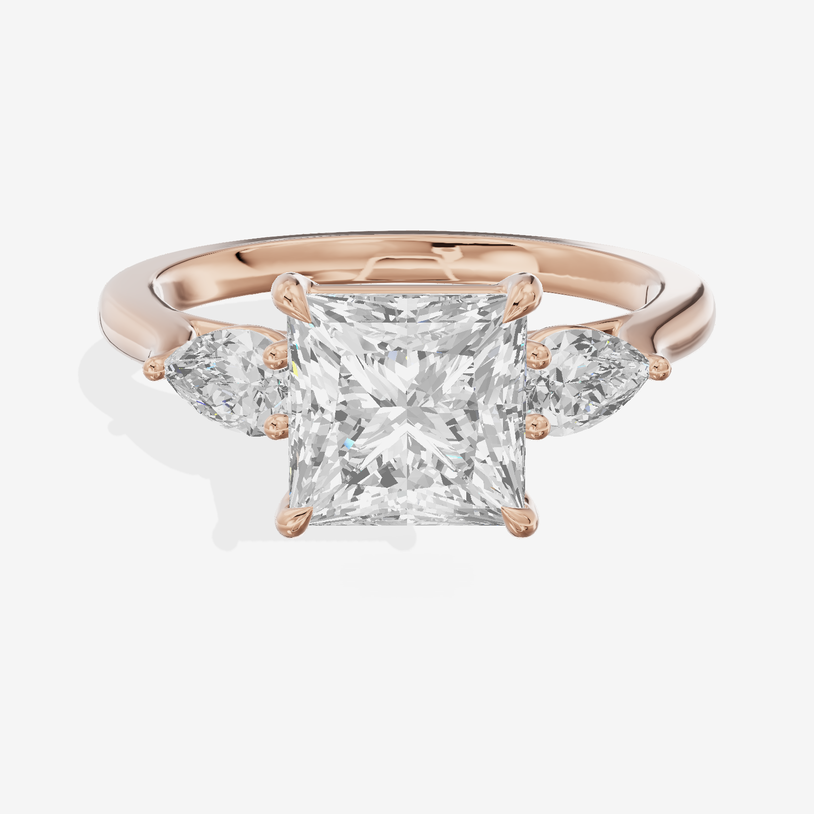 Classic Eversince Princess Engagement Ring with Side Stones (2/5 ct. tw.) in 18K Rose Gold