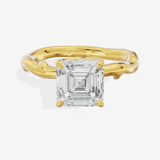 Vowsae Cathedral 2.2mm Asscher Solitaire Engagement Ring in 14K Yellow Gold