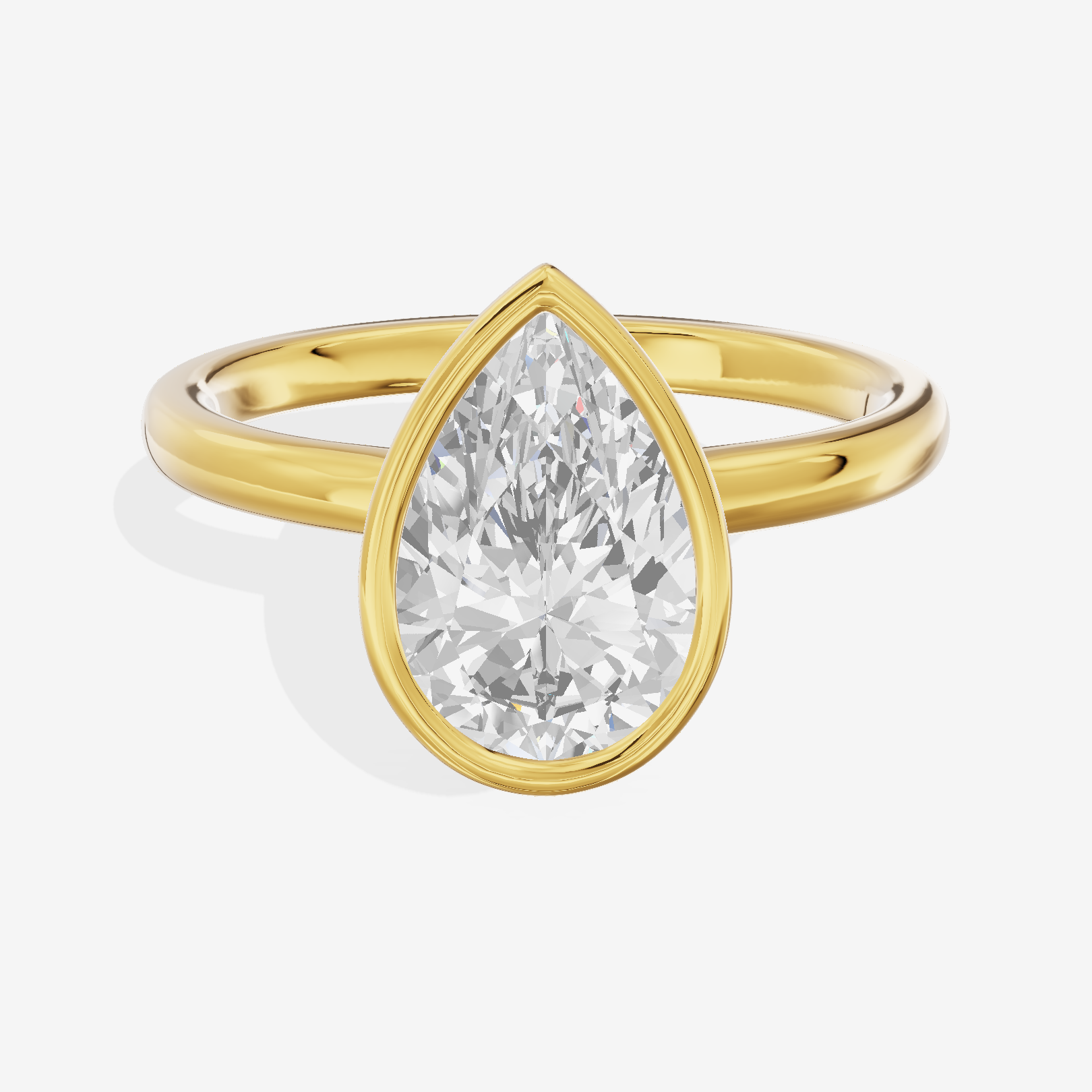 Trellise Bezel 2mm Pear Solitaire Engagement Ring in 14K Yellow Gold