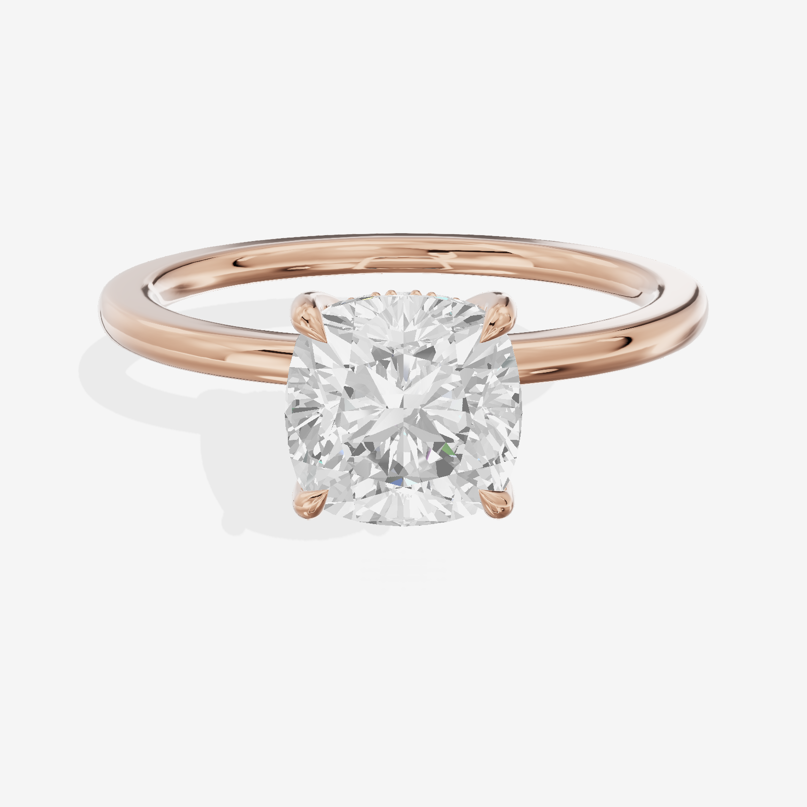 Coeurine Hidden Halo Cushion Engagement Ring (1/20 ct. tw.) in 18K Rose Gold