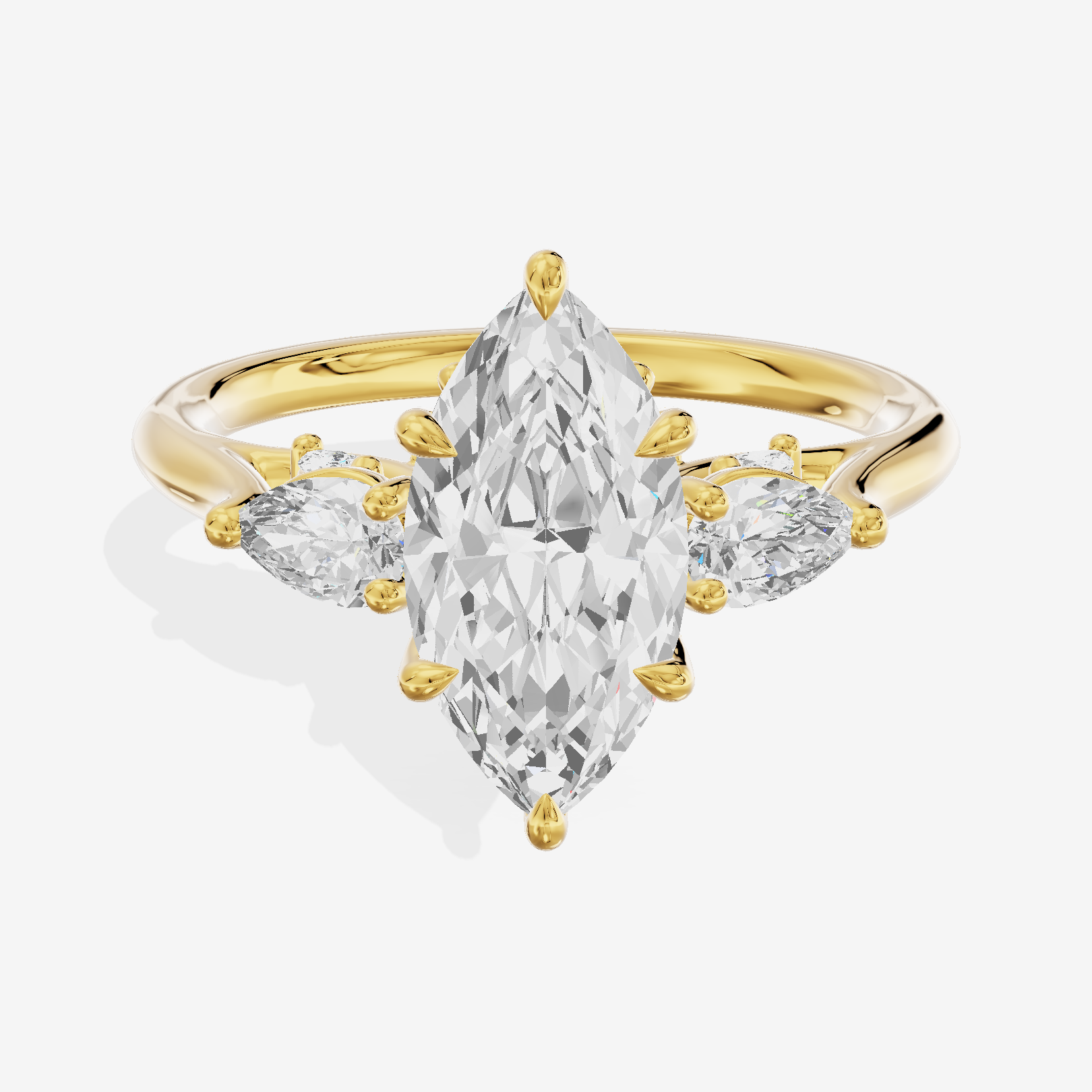 Classic Vowsae Three Stone Marquise Engagement Ring (3/5 ct. tw.) in 18K Yellow Gold
