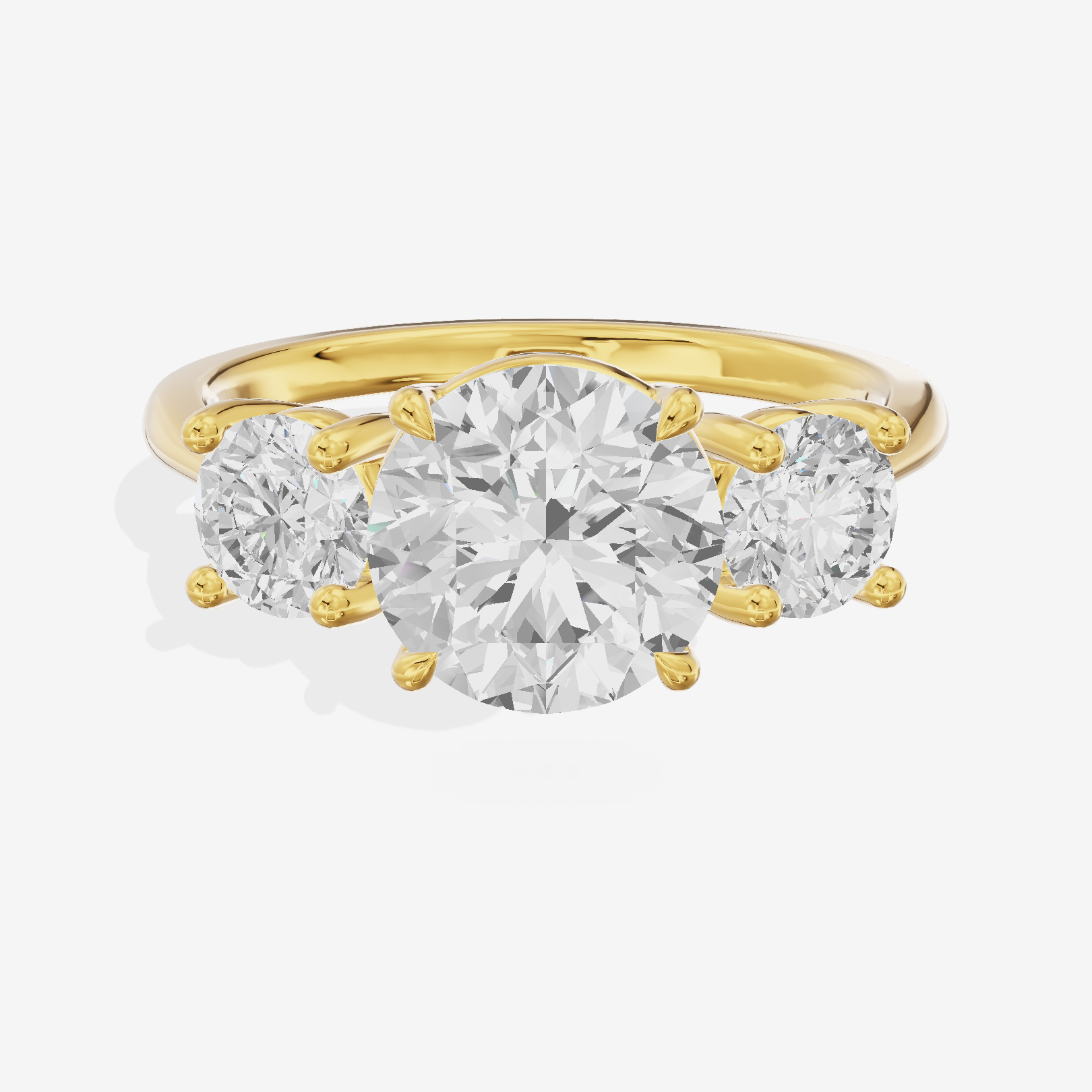 Luxe Trueheart Three Stone Round Engagement Ring (2/3 ct. tw.) in 18K Yellow Gold