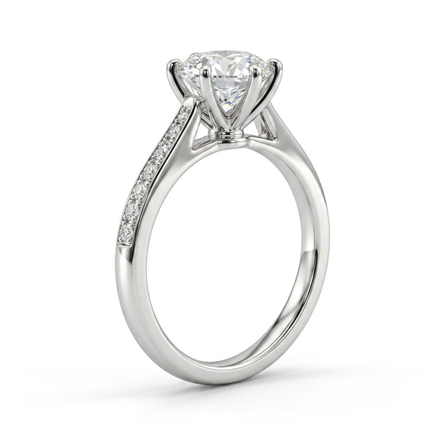 Cathedral Solitaire Pavé Round Engagement Ring (1.53 ct. tw.) in 18K White Gold