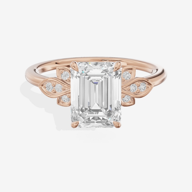 Trellise Emerald Engagement Ring with Side Stones (1/20 ct. tw.) in 18K Rose Gold