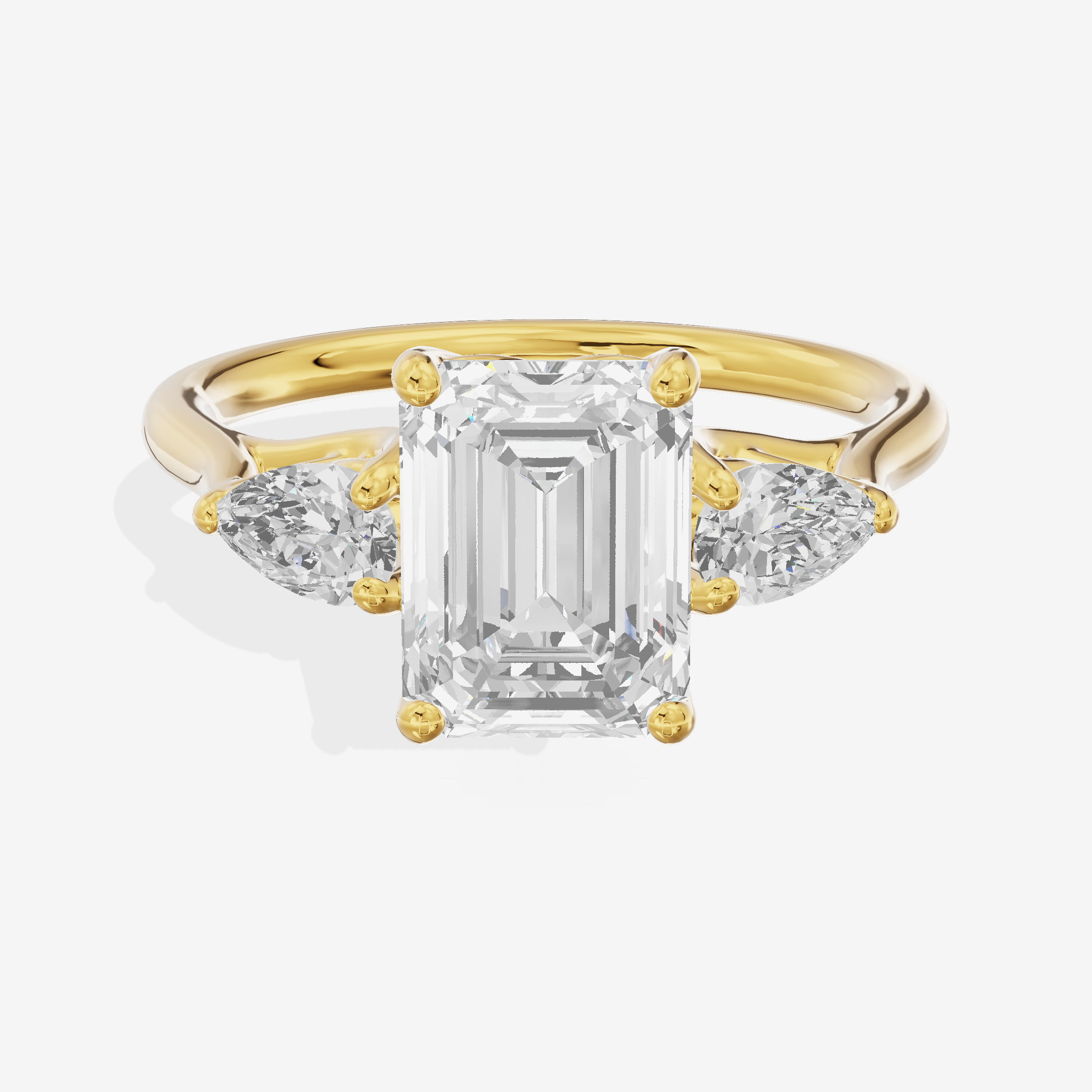 Grand Vowsae Three Stone Emerald Engagement Ring (2/5 ct. tw.) in 18K Yellow Gold
