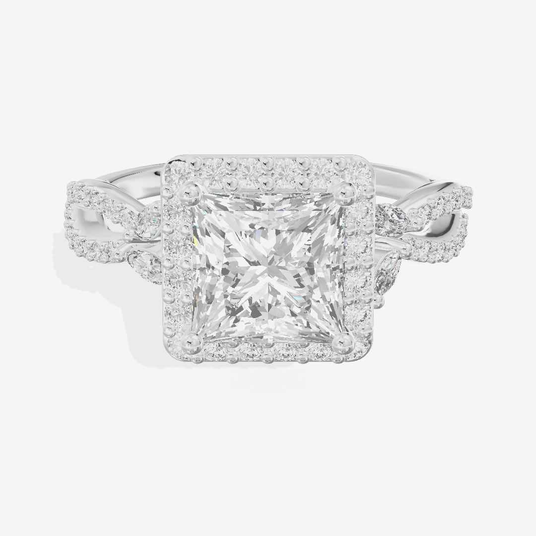 Luxe Reverya Princess Hidden Halo Engagement Ring (2/5 ct. tw.) in 14K White Gold