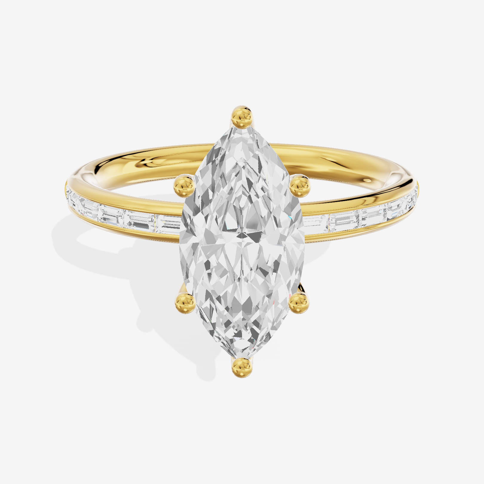 Tender Sincere Marquise Engagement Ring with Side Stones (1/6 ct. tw.) in 18K Yellow Gold