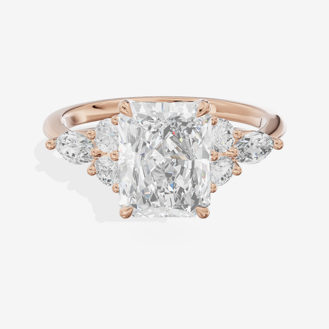 Luxe Vowsae Radiant Engagement Ring with Side Stones (2/5 ct. tw.) in 18K Rose Gold