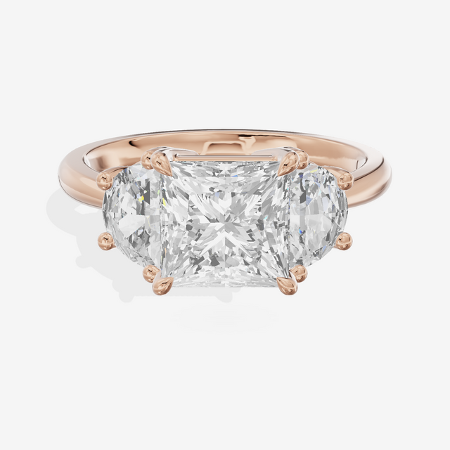 Vintage Sincere Three Stone Princess Engagement Ring (1/2 ct. tw.) in 18K Rose Gold