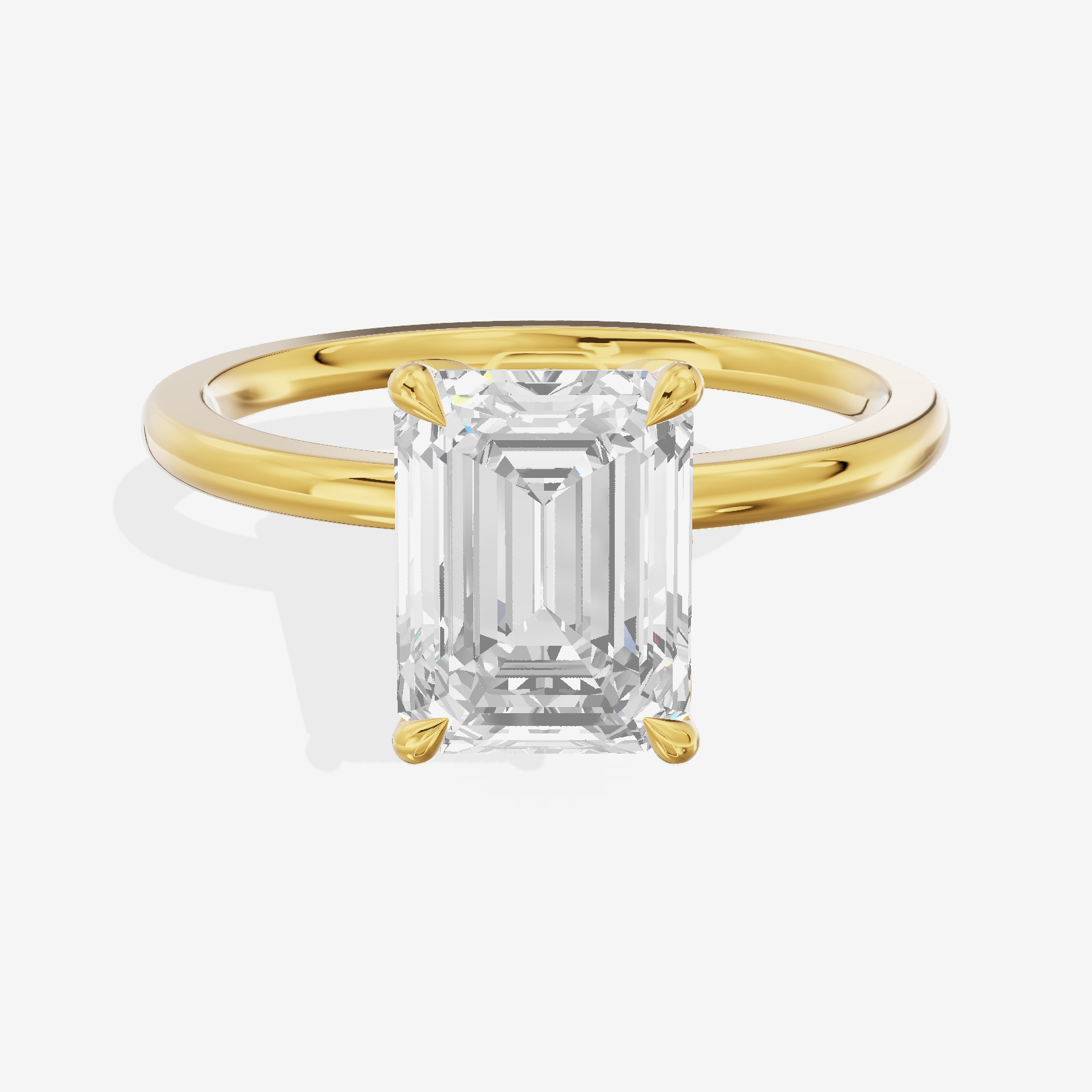 Whispered Vowsae Emerald Engagement Ring with Side Stones (1/15 ct. tw.) in 18K Yellow Gold