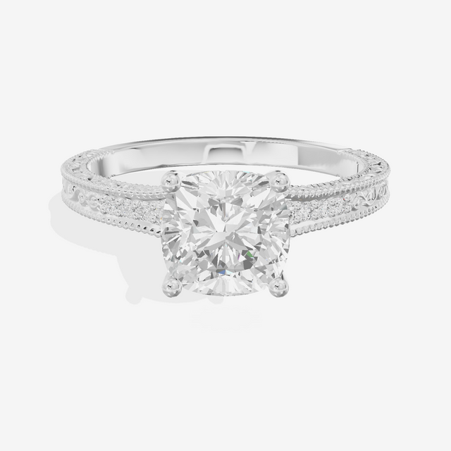 Vintage Sincere Cushion Engagement Ring (1/10 ct. tw.) in 18K White Gold