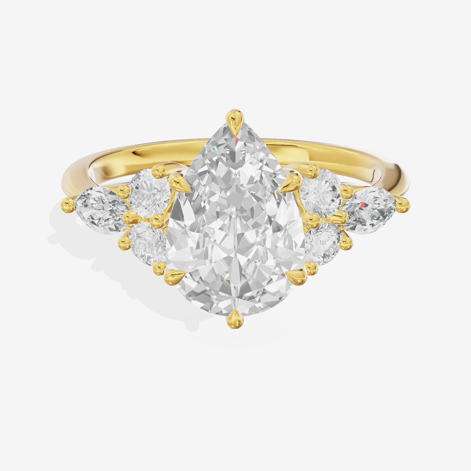 Luxe Vowsae Pear Engagement Ring with Side Stones (2/5 ct. tw.) in 14K Yellow Gold