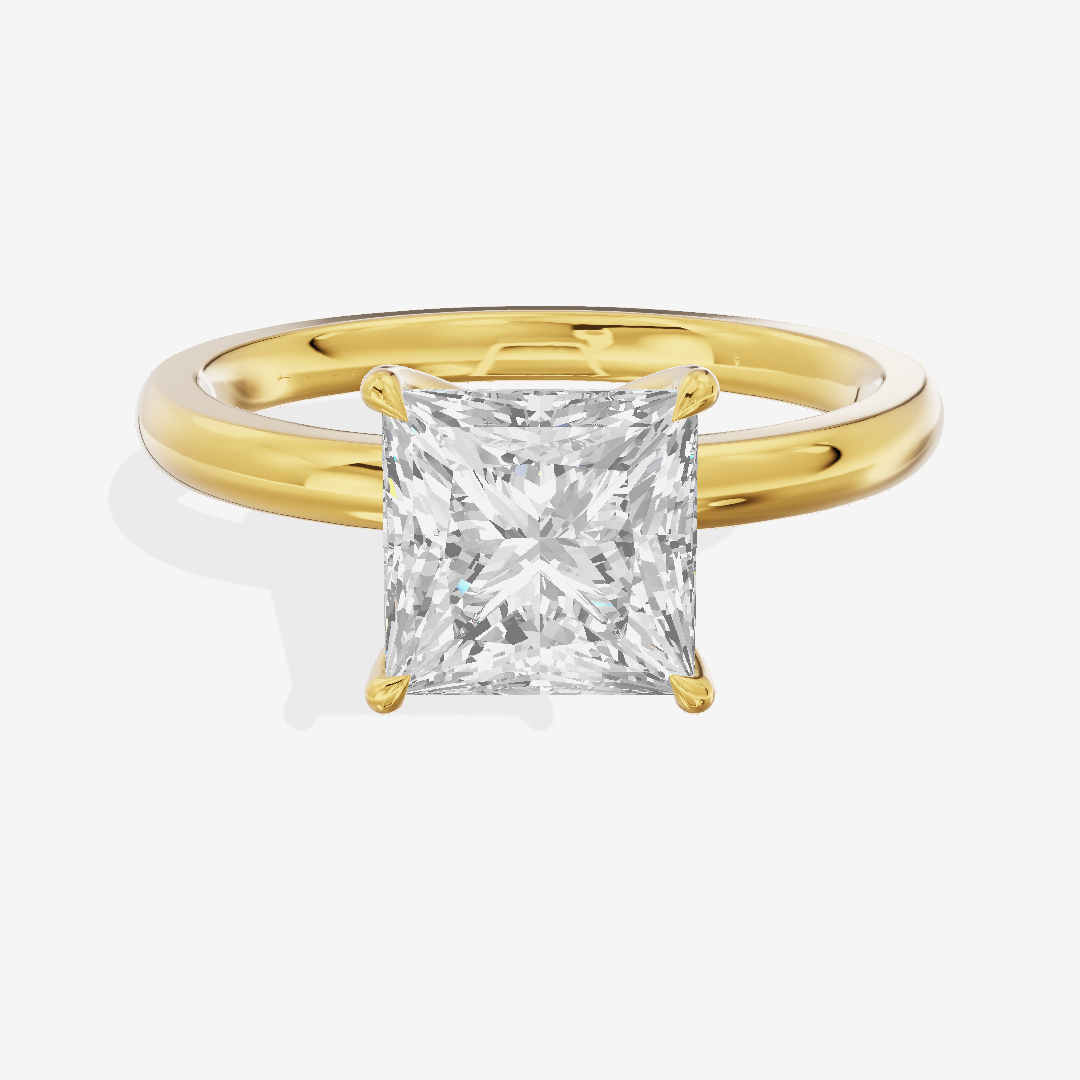 Petite Tender 2mm Princess Solitaire Engagement Ring in 18K Yellow Gold