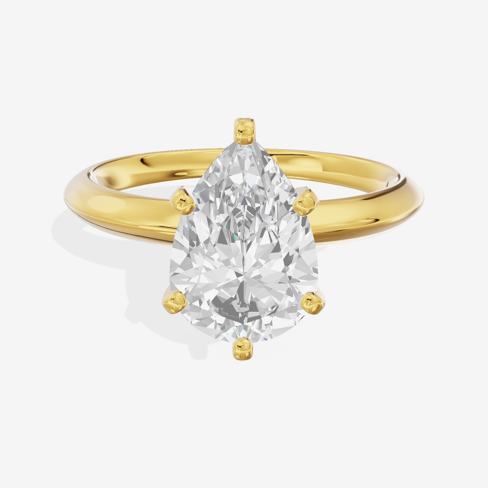 Classic Vowsae 2.5mm Pear Six-Prong Engagement Ring in 14K Yellow Gold