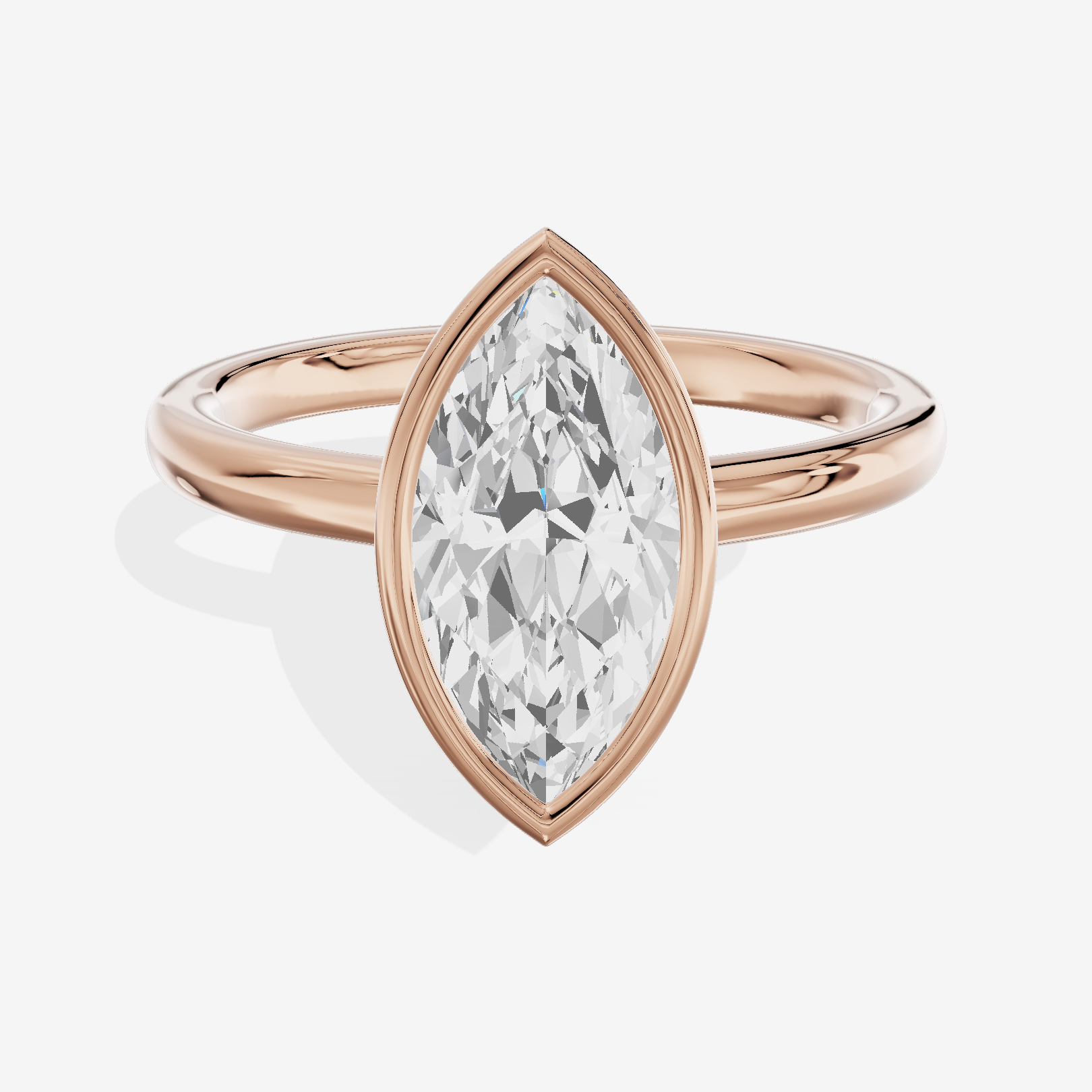 Trellise Bezel 2mm Marquise Solitaire Engagement Ring in 18K Rose Gold