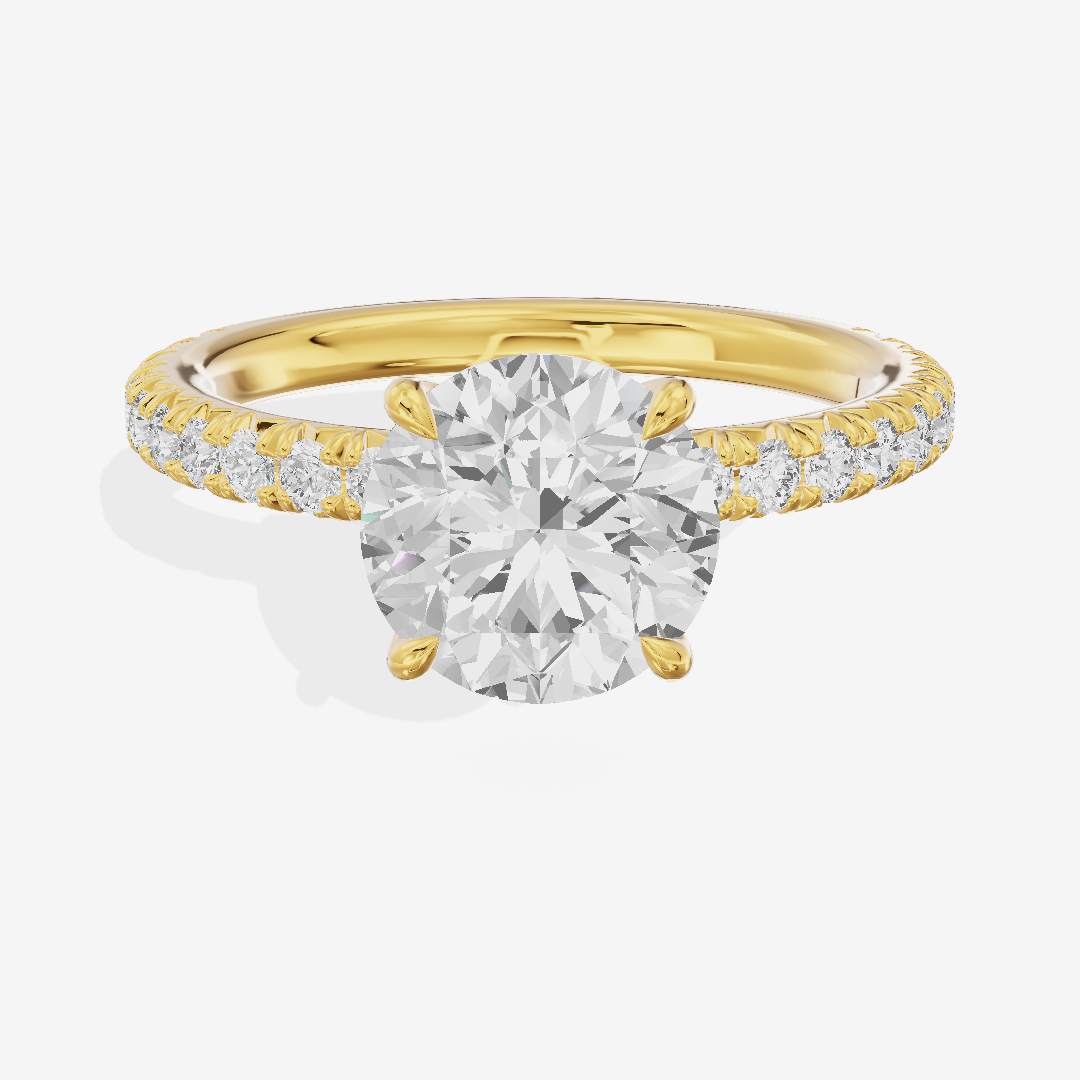 Tender Whisper Round Engagement Ring with Side Stones (1/6 ct. tw.) in 14K Yellow Gold