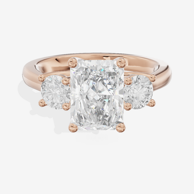 Petite Selenia Three Stone Radiant Engagement Ring (1/3 ct. tw.) in 18K Rose Gold