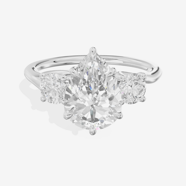 Luxe Vowsae Three Stone Pear Engagement Ring (1/2 ct. tw.) in 18K White Gold