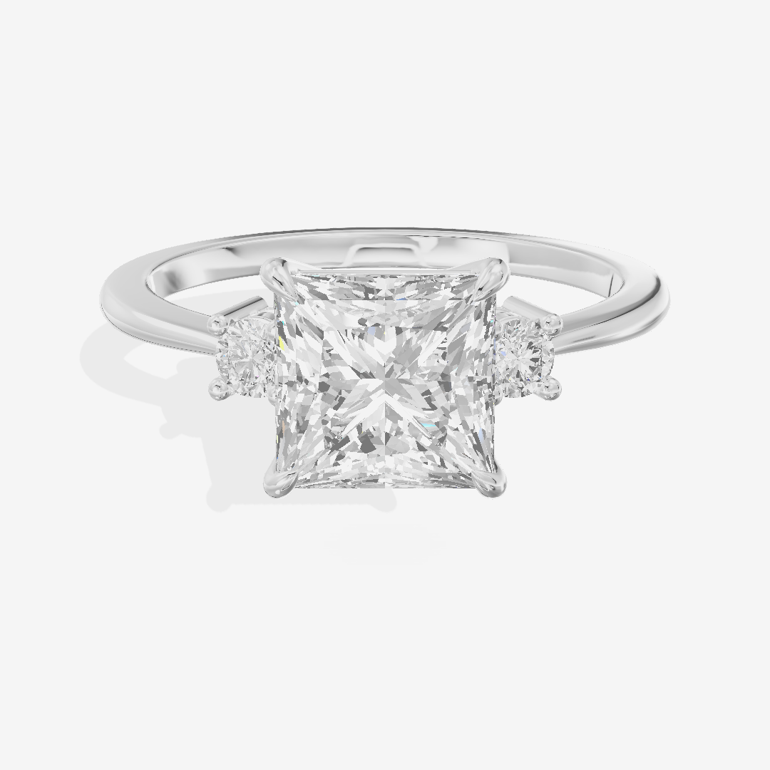 Eternal Aimora Princess Three Stone Engagement Ring (1/10 ct. tw.) in 18K White Gold