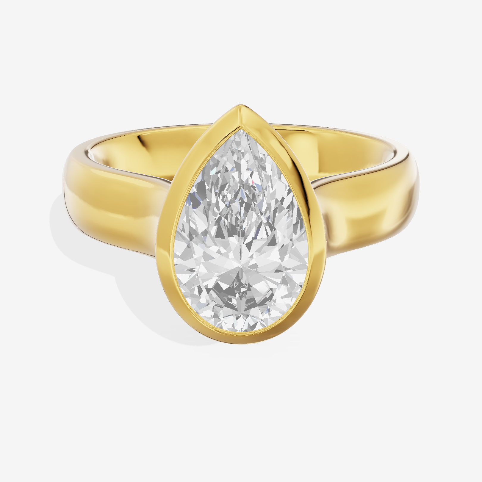 Cherubine 4mm Pear Bezel Engagement Ring in 14K Yellow Gold