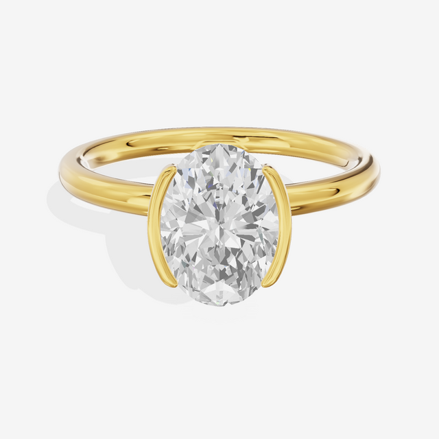 Sincere Bezel 1.8mm Oval Solitaire Engagement Ring in 14K Yellow Gold
