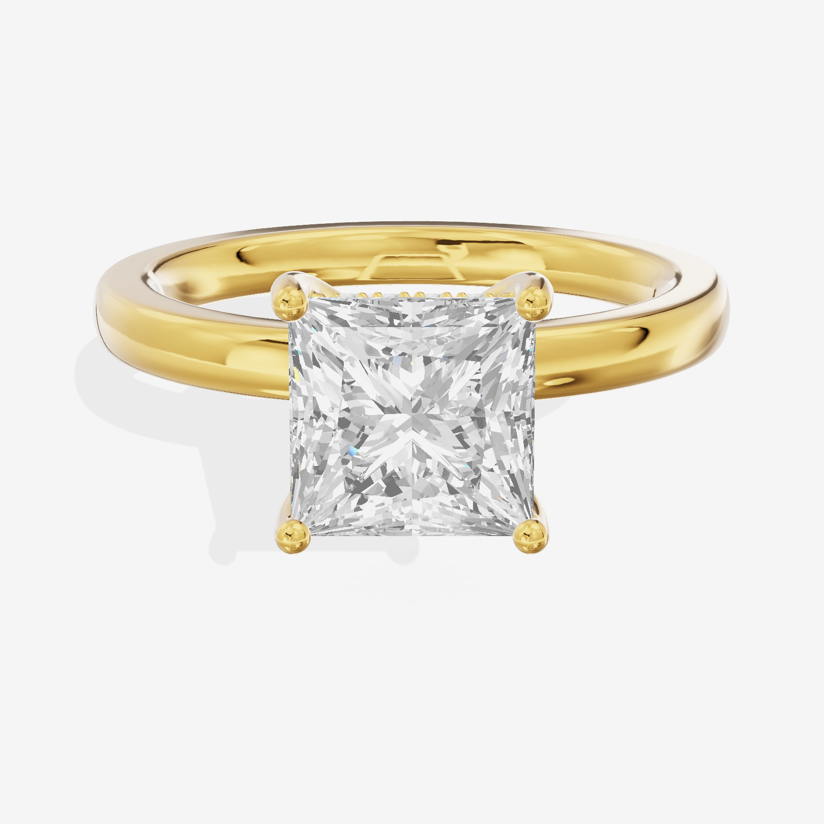 Reverya Princess Hidden Halo Engagement Ring (1/15 ct. tw.) in 14K Yellow Gold
