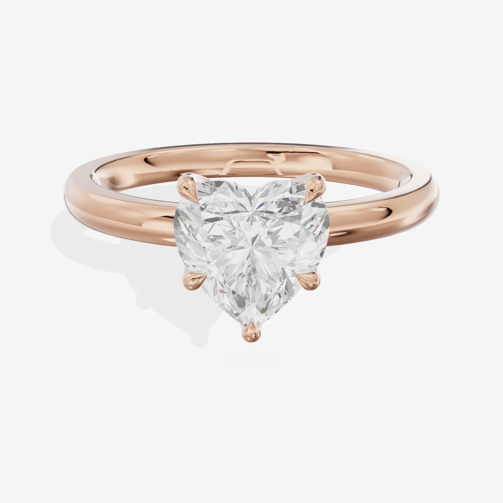 Luxe Domeline 1.5mm Heart Solitaire Engagement Ring (1/8 ct. tw.) in 18K Rose Gold