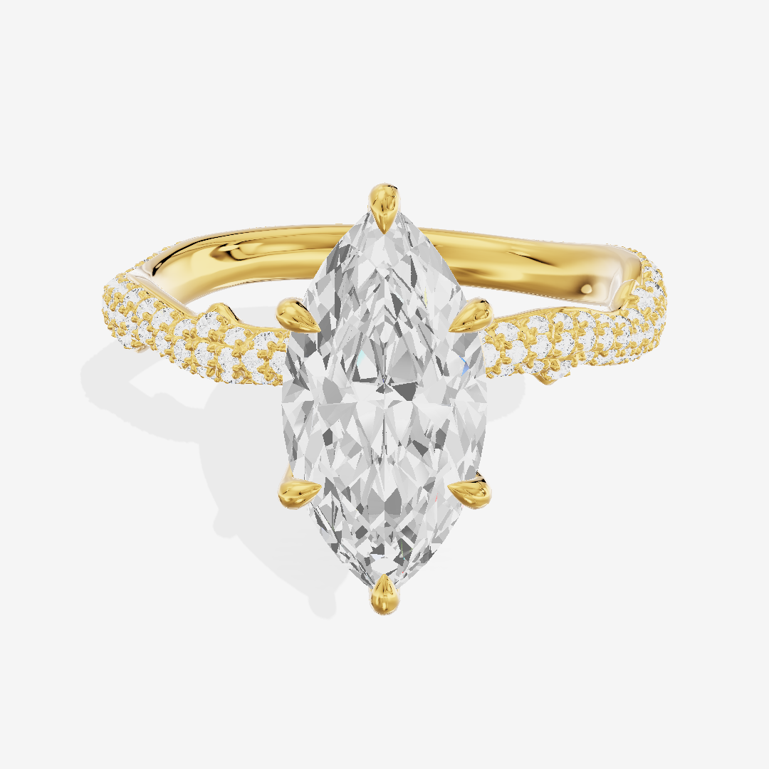 Twine Vine Vine Marquise Engagement Ring with Side Stones (3/5 ct. tw.) in 18K Yellow Gold