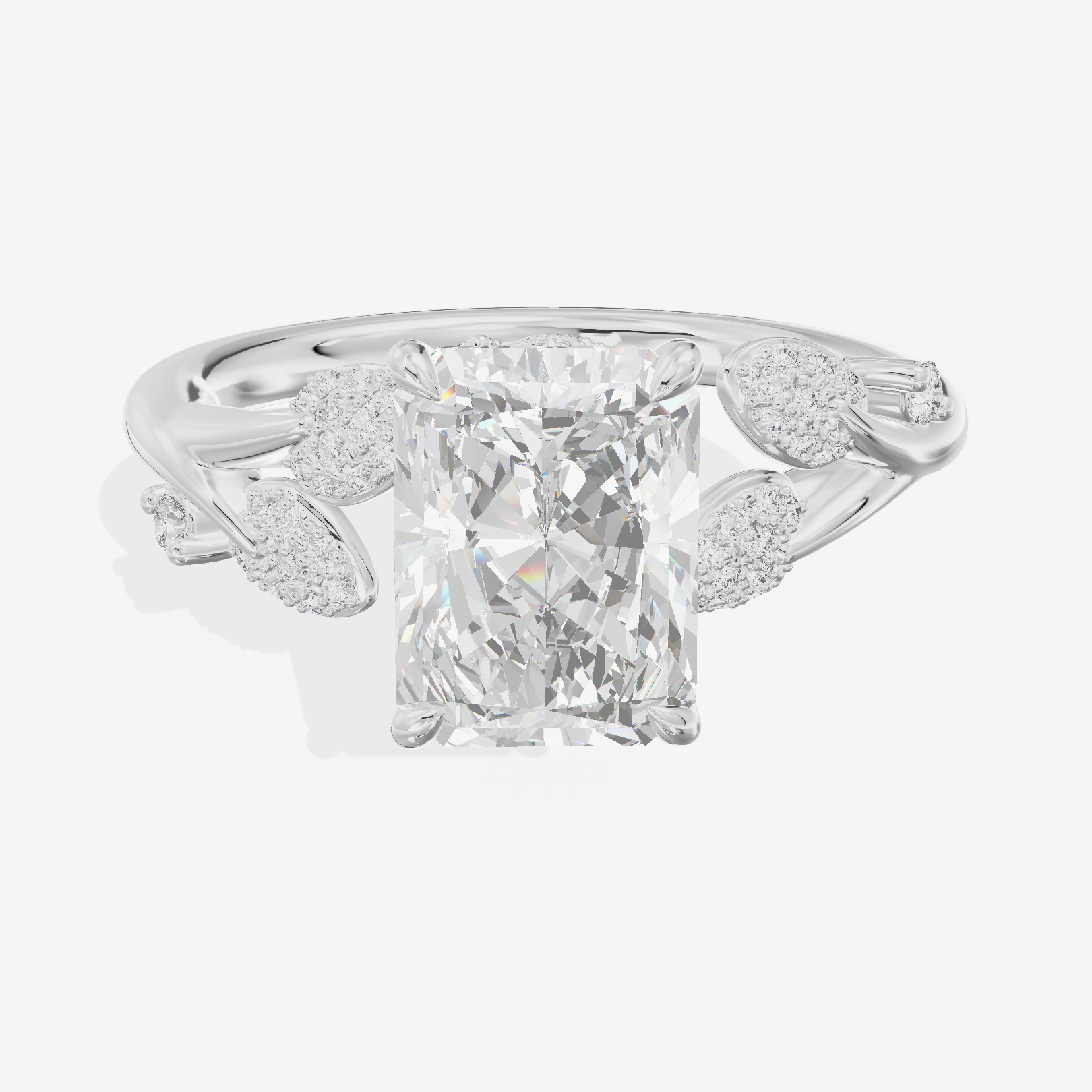 Grand Linger Radiant Engagement Ring with Side Stones (1/10 ct. tw.) in Platinum