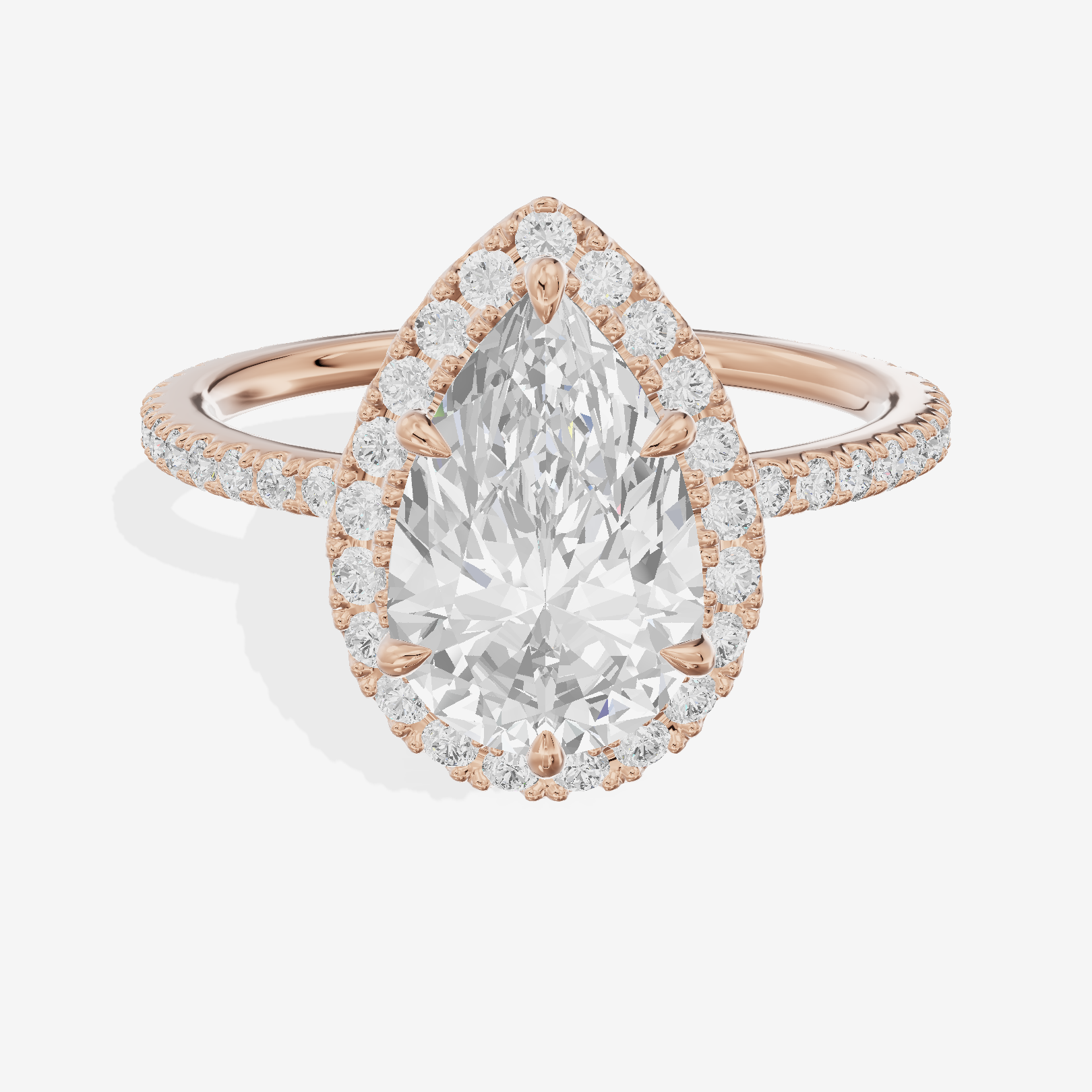 Selenia Pear Hidden Halo Engagement Ring (1/6 ct. tw.) in 18K Rose Gold