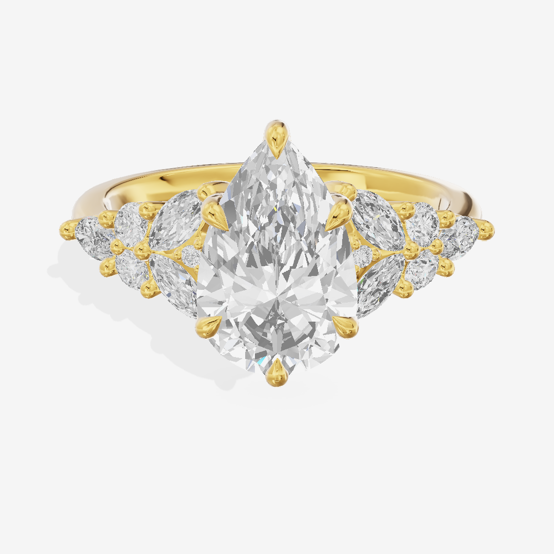 Modern Heartline Pear Engagement Ring with Side Stones (1/2 ct. tw.) in 18K Yellow Gold