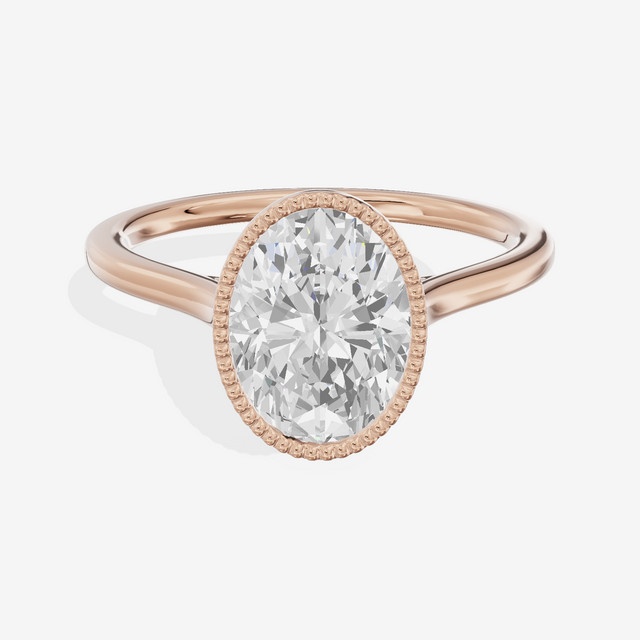 Modern Coeurine 1.5mm Oval Bezel Engagement Ring in 18K Rose Gold