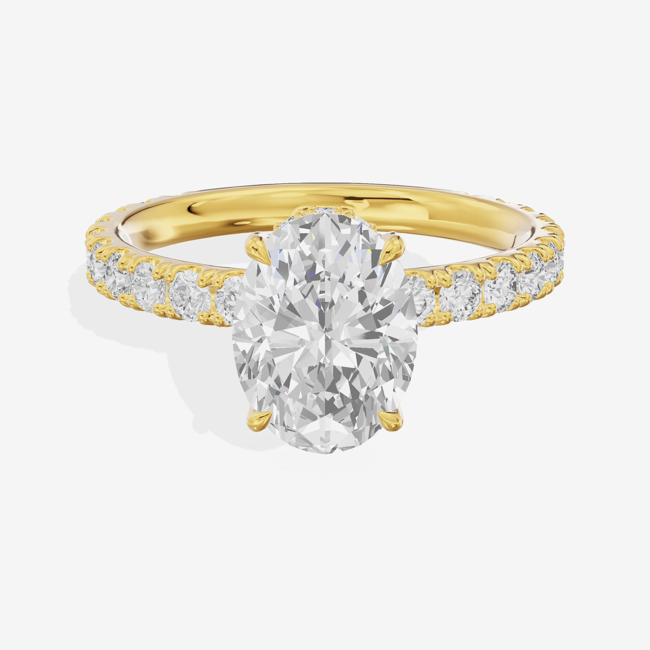 Grand Coeurine Oval Engagement Ring with Side Stones (3/5 ct. tw.) in 14K Yellow Gold