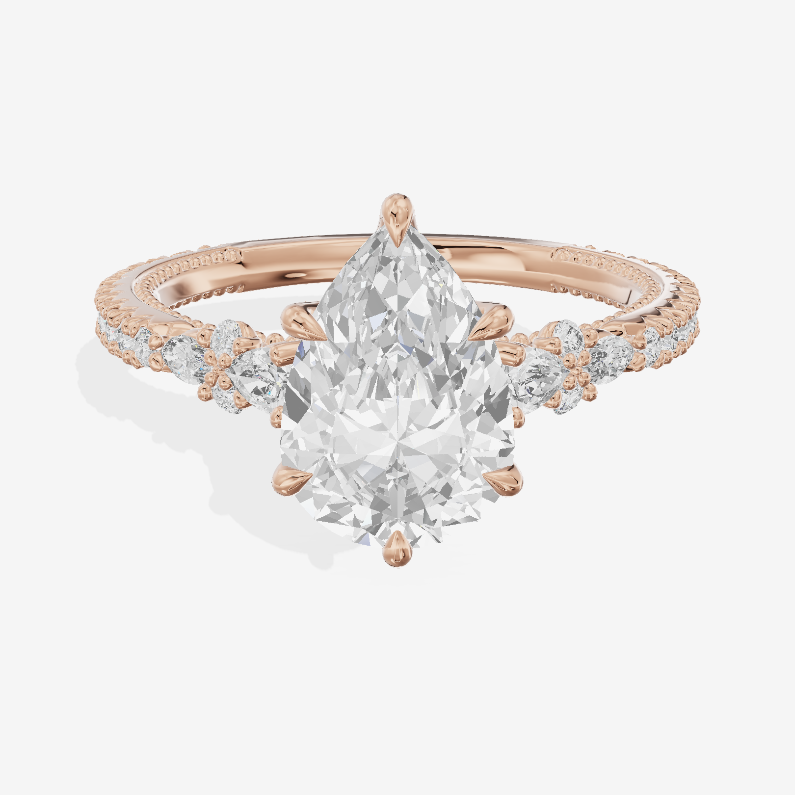 Trueheart Pear Engagement Ring with Side Stones (2/5 ct. tw.) in 18K Rose Gold