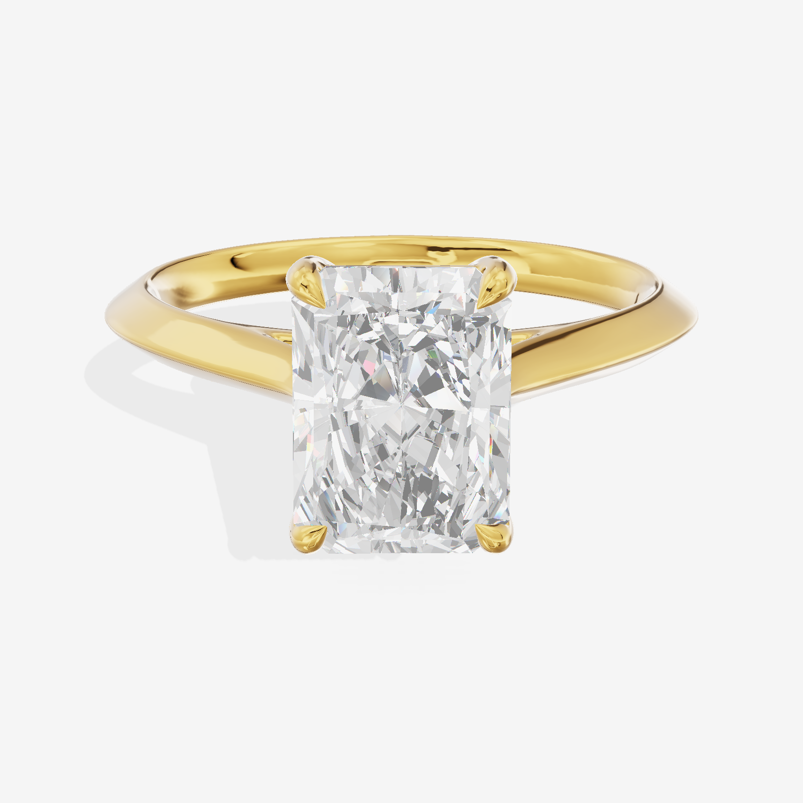 Belovae Solitaire 2mm Radiant Engagement Ring in 14K Yellow Gold