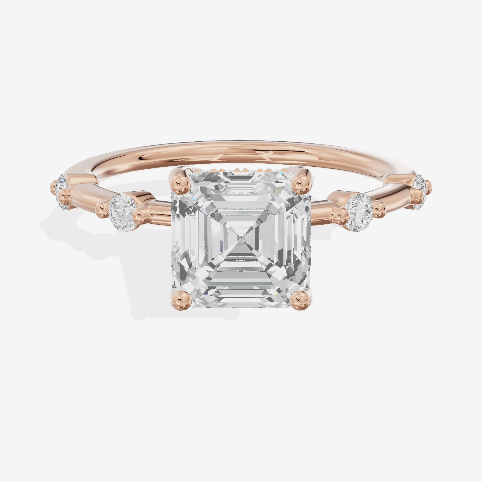 Selenia Asscher Hidden Halo Engagement Ring (1/6 ct. tw.) in 18K Rose Gold