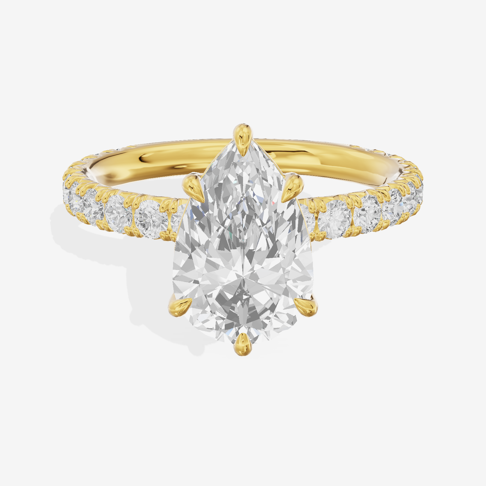 Twined Promezza Pear Engagement Ring with Side Stones (1/2 ct. tw.) in 14K Yellow Gold
