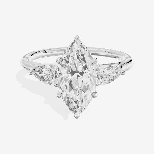 Luxe Sincere Three Stone Marquise Engagement Ring (2/5 ct. tw.) in Platinum