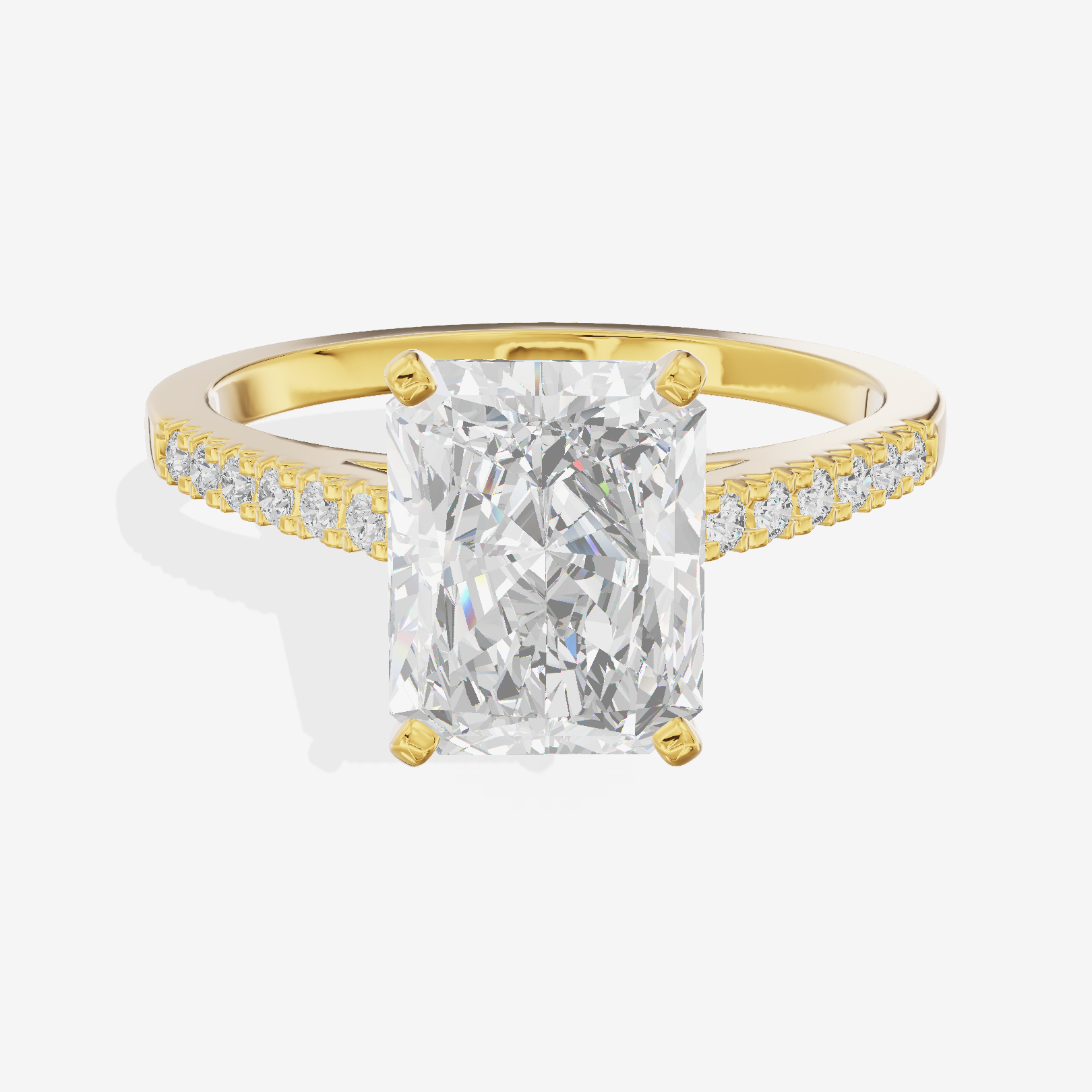 Sworn Vowsae Radiant Engagement Ring with Side Stones (1/10 ct. tw.) in 18K Yellow Gold