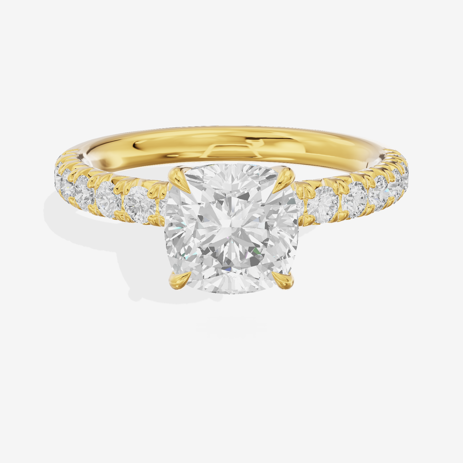 Lustrous Selenia Cushion Engagement Ring with Side Stones (1/4 ct. tw.) in 14K Yellow Gold
