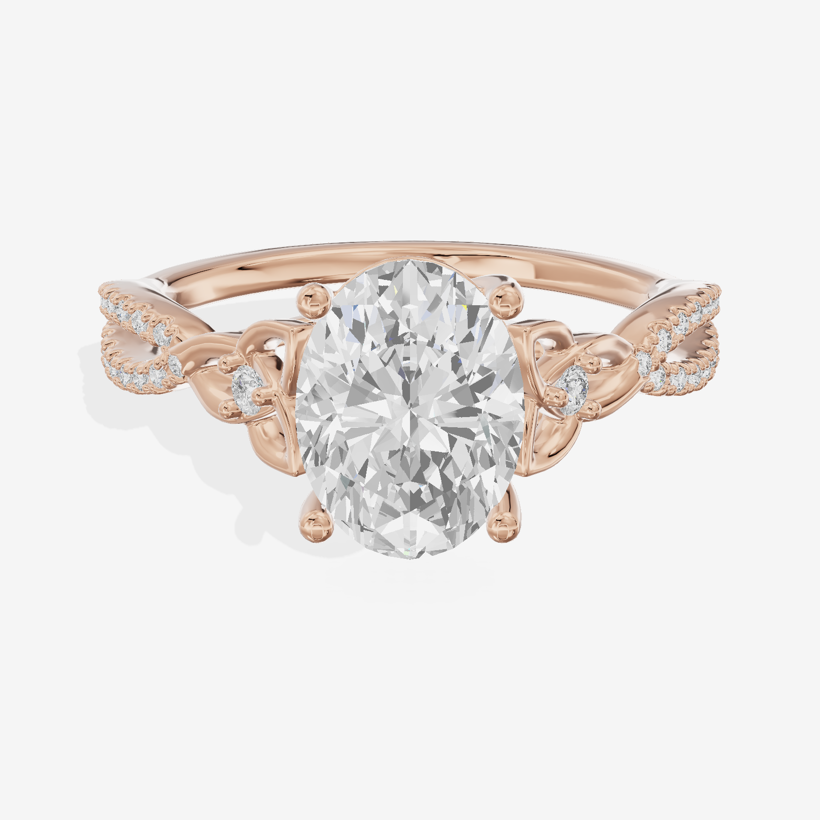 Luxe Vowsae Oval Engagement Ring with Side Stones (2/5 ct. tw.) in 18K Rose Gold