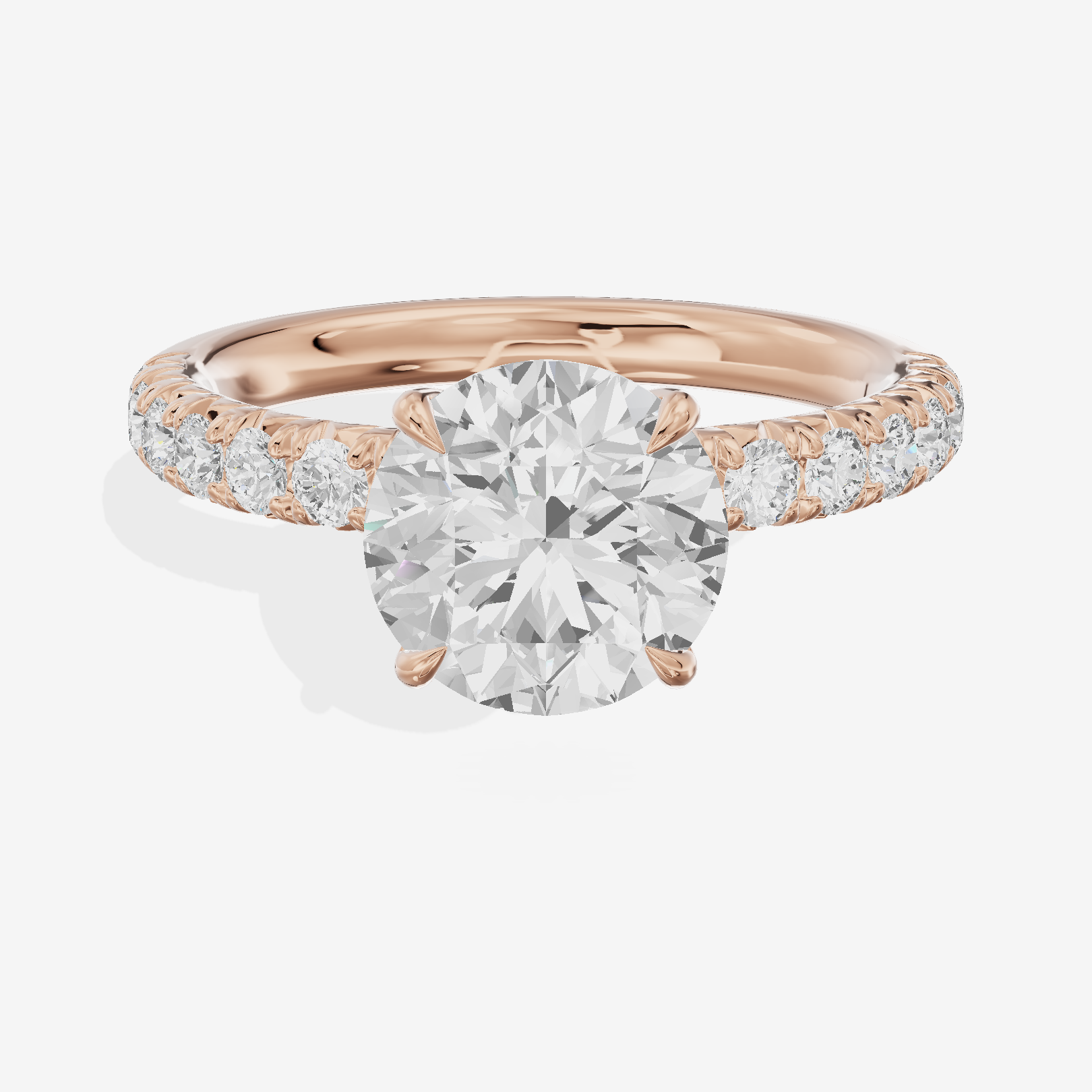 Luxe Aurea Round Engagement Ring with Side Stones (3/8 ct. tw.) in 18K Rose Gold